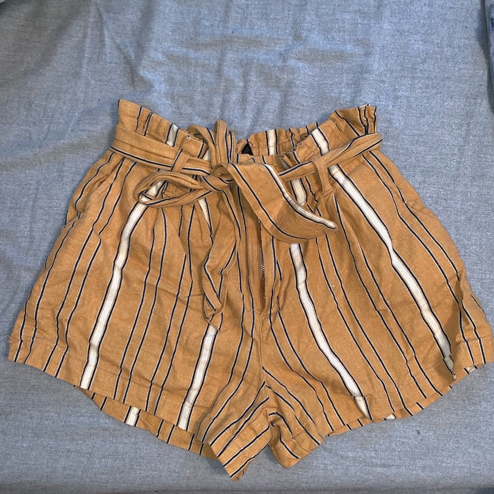 S Yellow Striped Paperbag Shorts